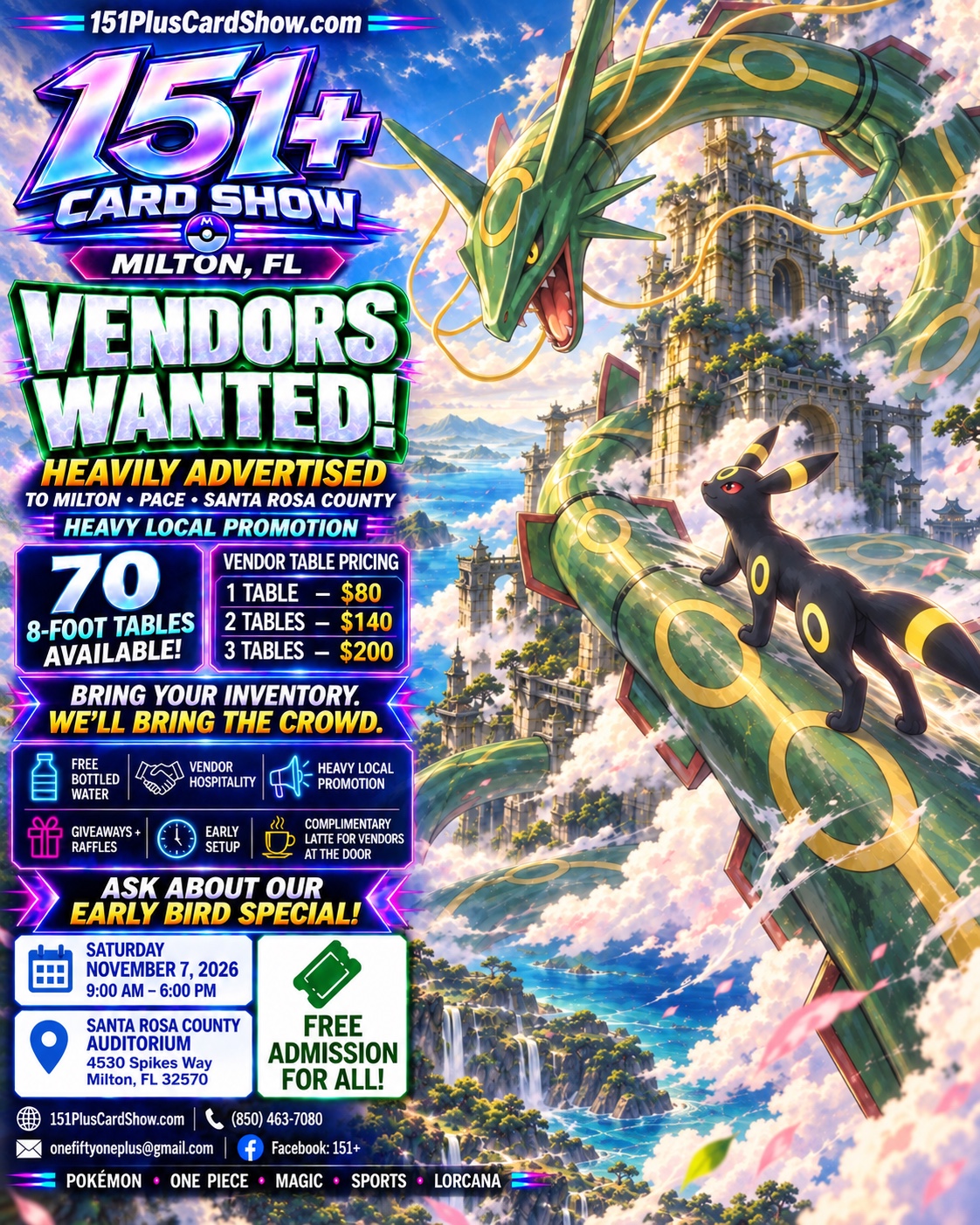151 Plus Card Show vendors wanted flyer